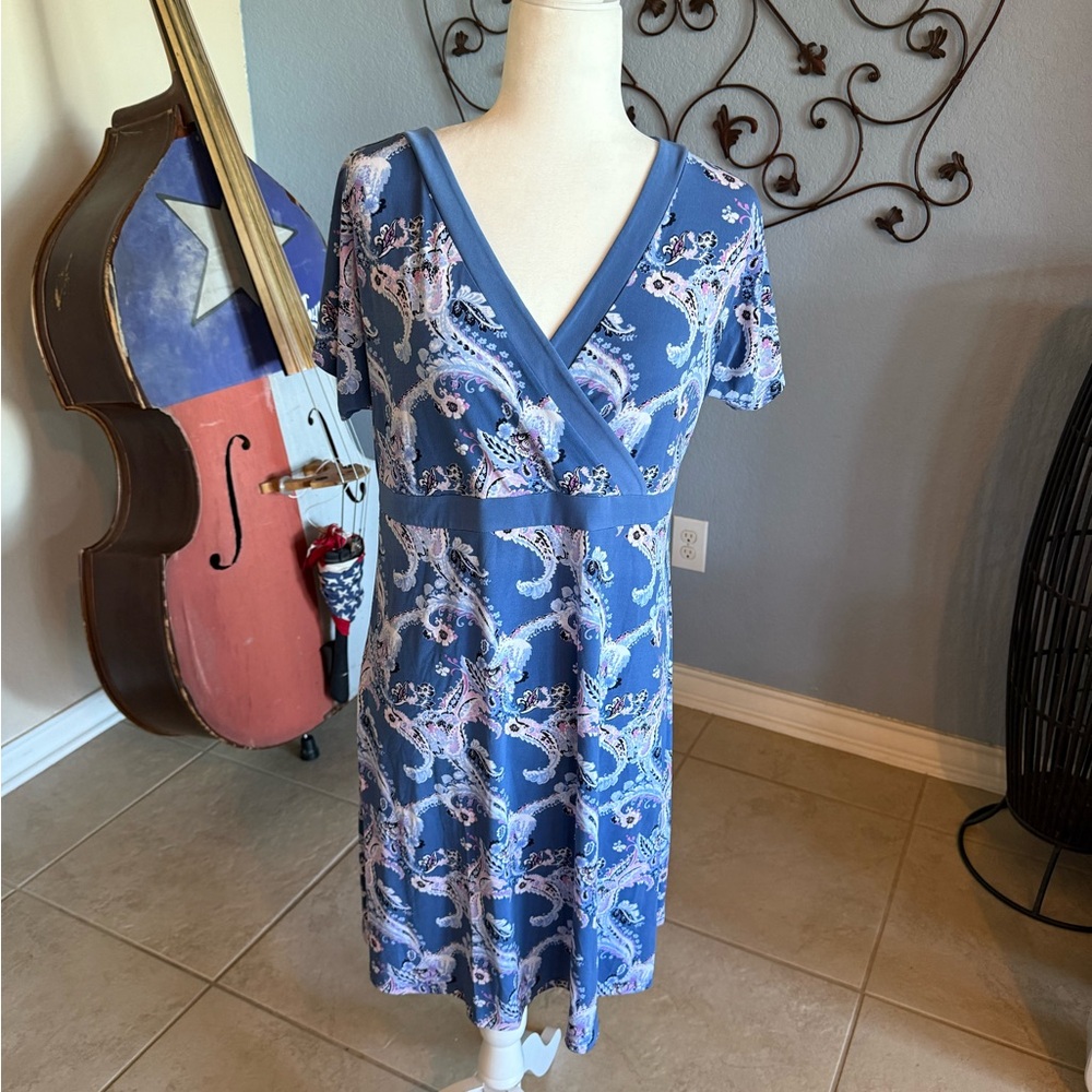 Chico's Blue and White Paisley Midi Dress